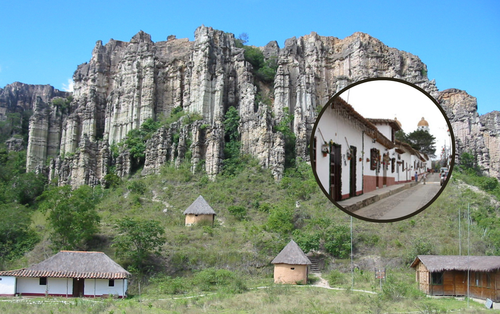 Área Natural de los Estoraques y de fondo una imagen del pueblo de La Playa de Belén (Fotos vía COLPRENSA)