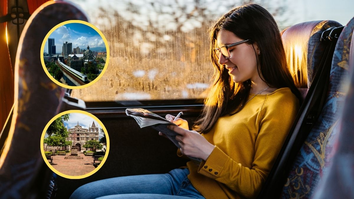 pasajera viajando en bus, Medellín, Santa Fe de Antioquia