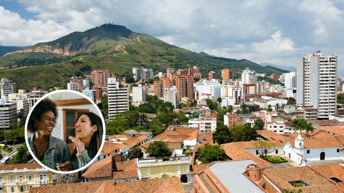 Ciudad de Calu y dos personas hablando