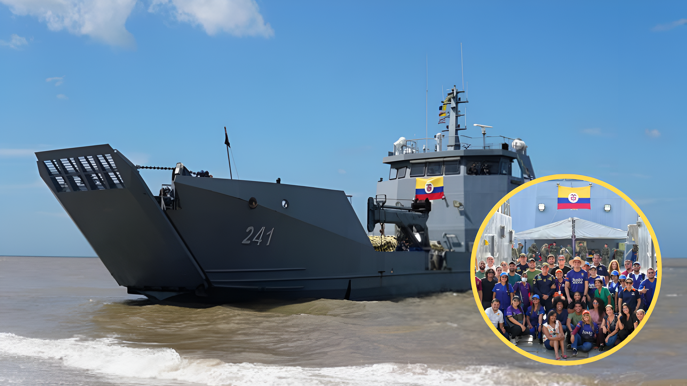 Buque ARC Golfo de Urabá y voluntarios del Magdalena | Fotos: Gobernación de la Guajira y Caracol Radio.