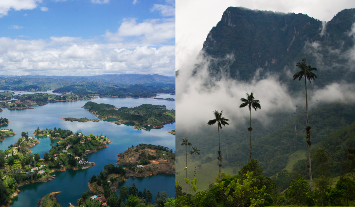 Embalse de Guatapé, en Antioquia y Valle del Cocora en el Eje Cafetero (Foto vía Getty Images)