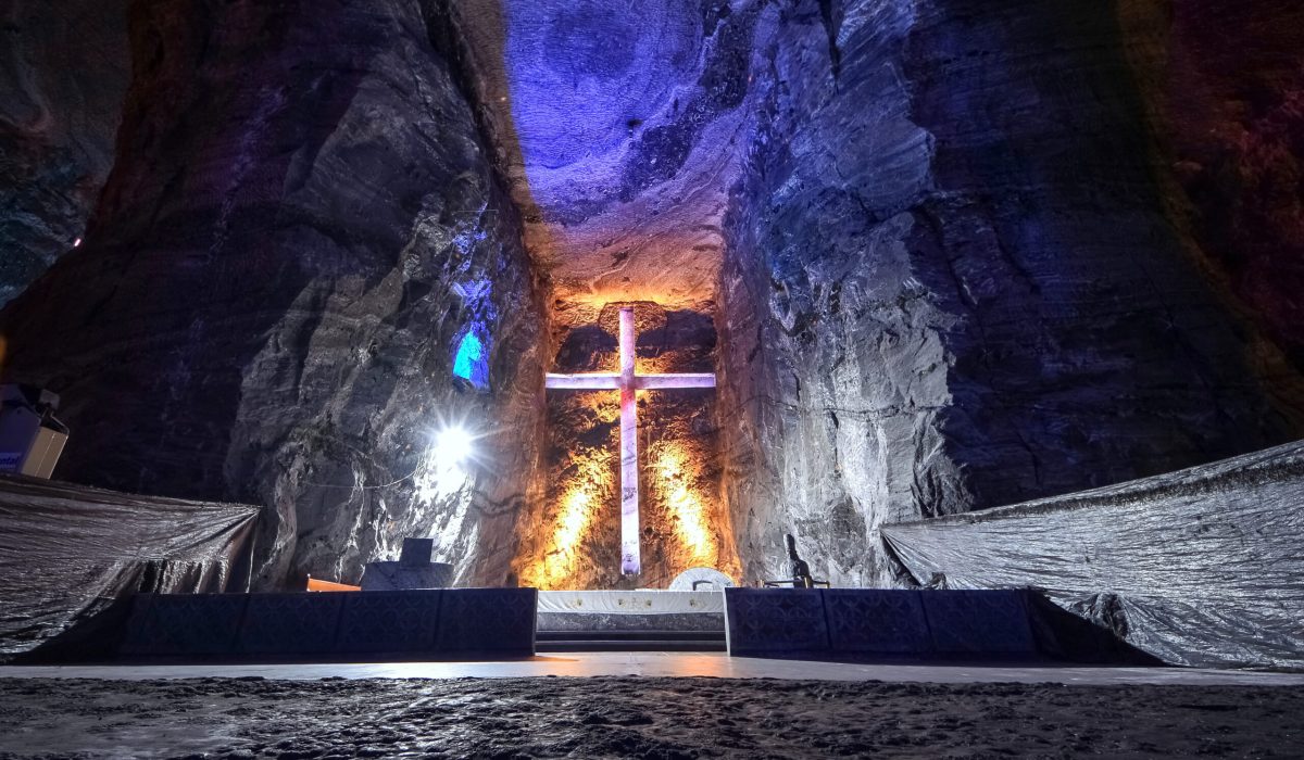 Salt Cathedral ("Catedral de Sal"), an underground Catholic church built within the tunnels of a dismissed salt mine in Zipaquirá, Cundinamarca department, Colombia