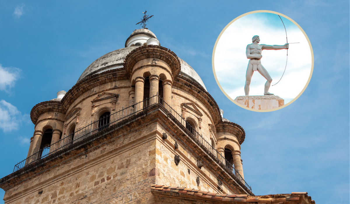 Templo en Cúcuta y de fondo el monumento al Indio Motilón (Fotos vía Getty Images y sitio web Alcaldía de Cúcuta)