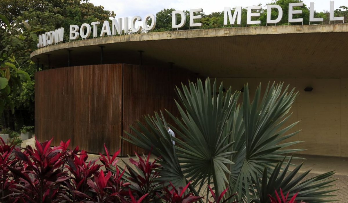 Jardín Botánico de Medellín con plantas a su alrededor